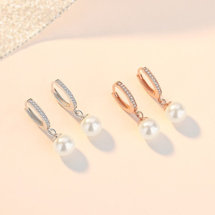 Anting Mutiara Panjang Rose Gold S925 Silver Premium Quality