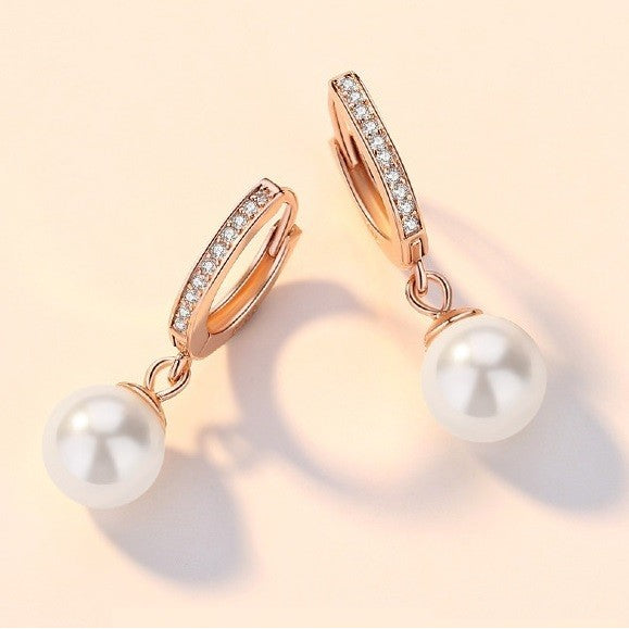 Anting Mutiara Panjang Rose Gold S925 Silver Premium Quality