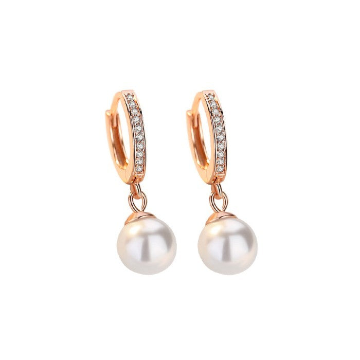 Anting Mutiara Panjang Rose Gold S925 Silver Premium Quality