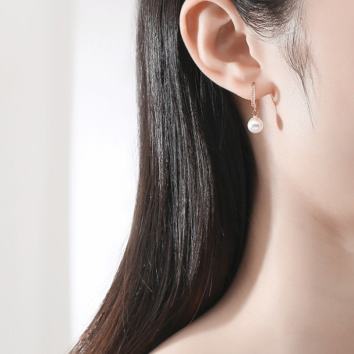 Anting Mutiara Panjang Rose Gold S925 Silver Premium Quality